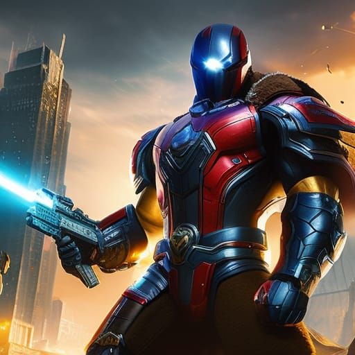 Hyperrealistic Superhero Portrait in Graffiti Art Style