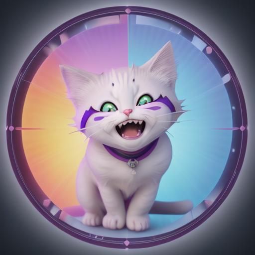 Kitty with Laughing Faces in Anime Style