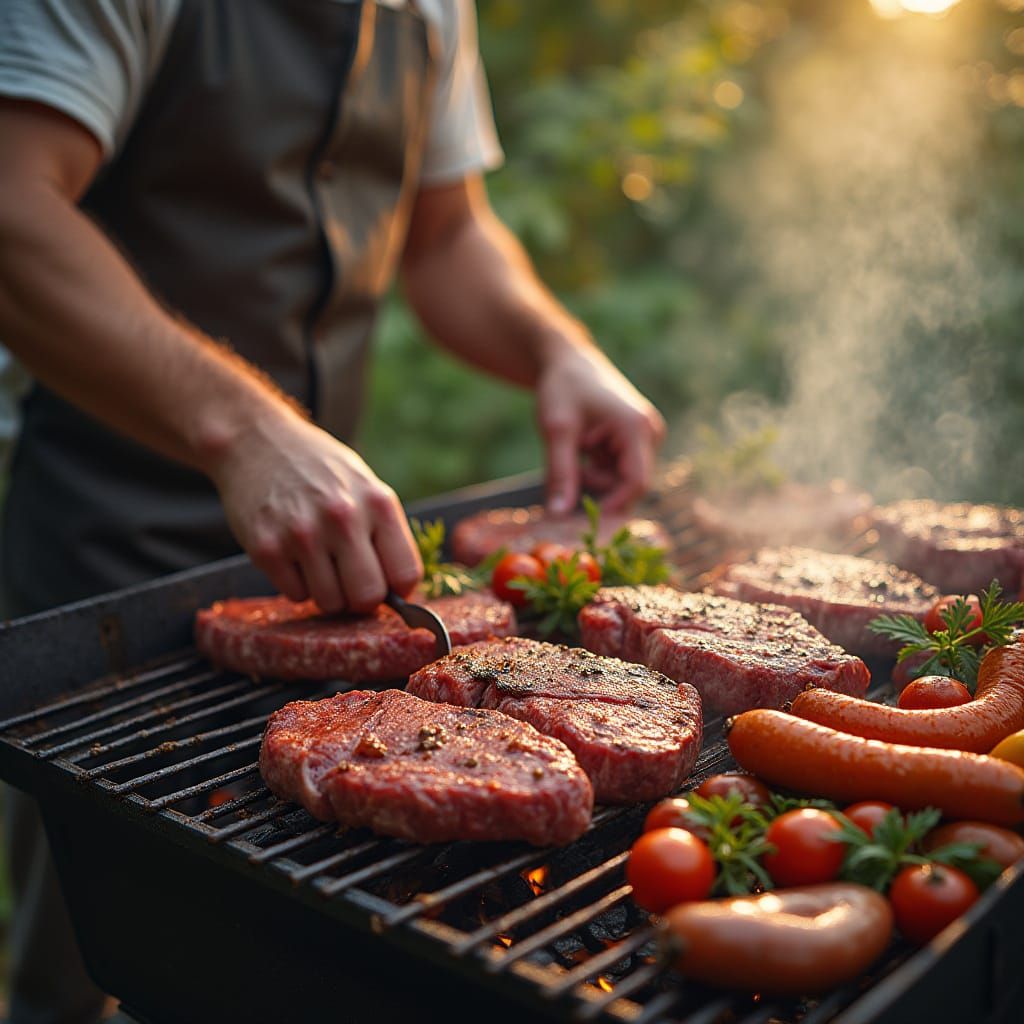 Photorealistic Barbecue Scene with Summer Backdrop
