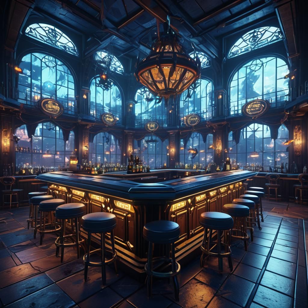 Futuristic Wizard Bar in High Budget Game Style