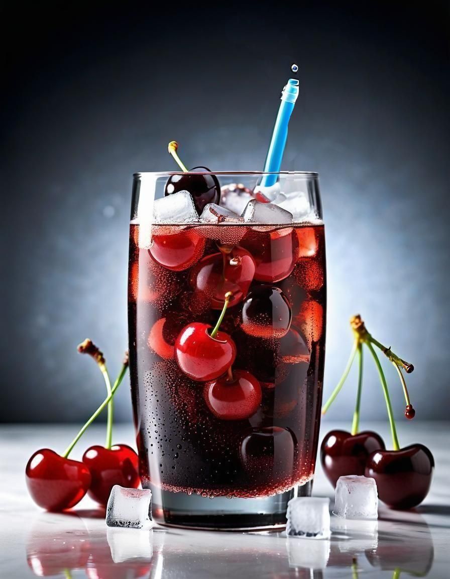 Refreshing Cherry Cola with Cherries and Ice