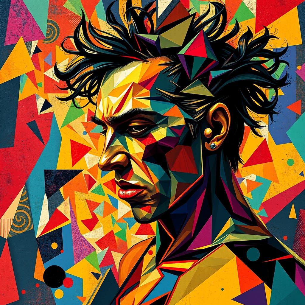 Angular Dance of Fractured Colors in Cubist Style