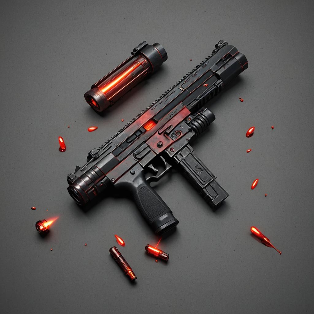Gun Bullet Lightstick with Red Light: Detailed Matte Paintin...