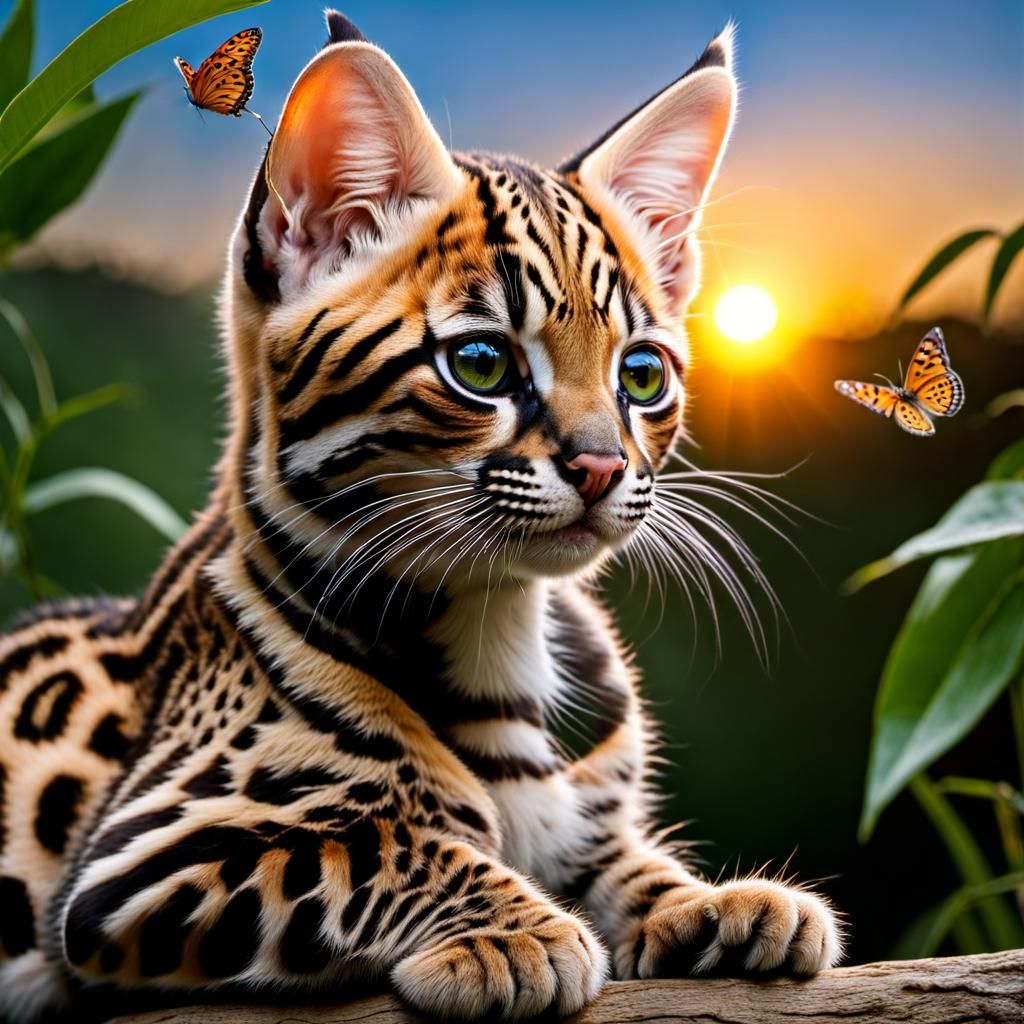 Ocelot Kitten's Sunrise: A Professional Photograph