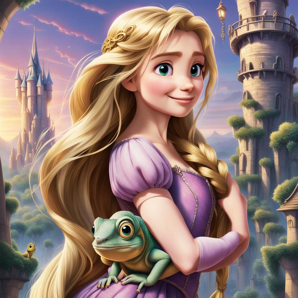 Rapunzel's Tower: Disney Tangled Anime Poster
