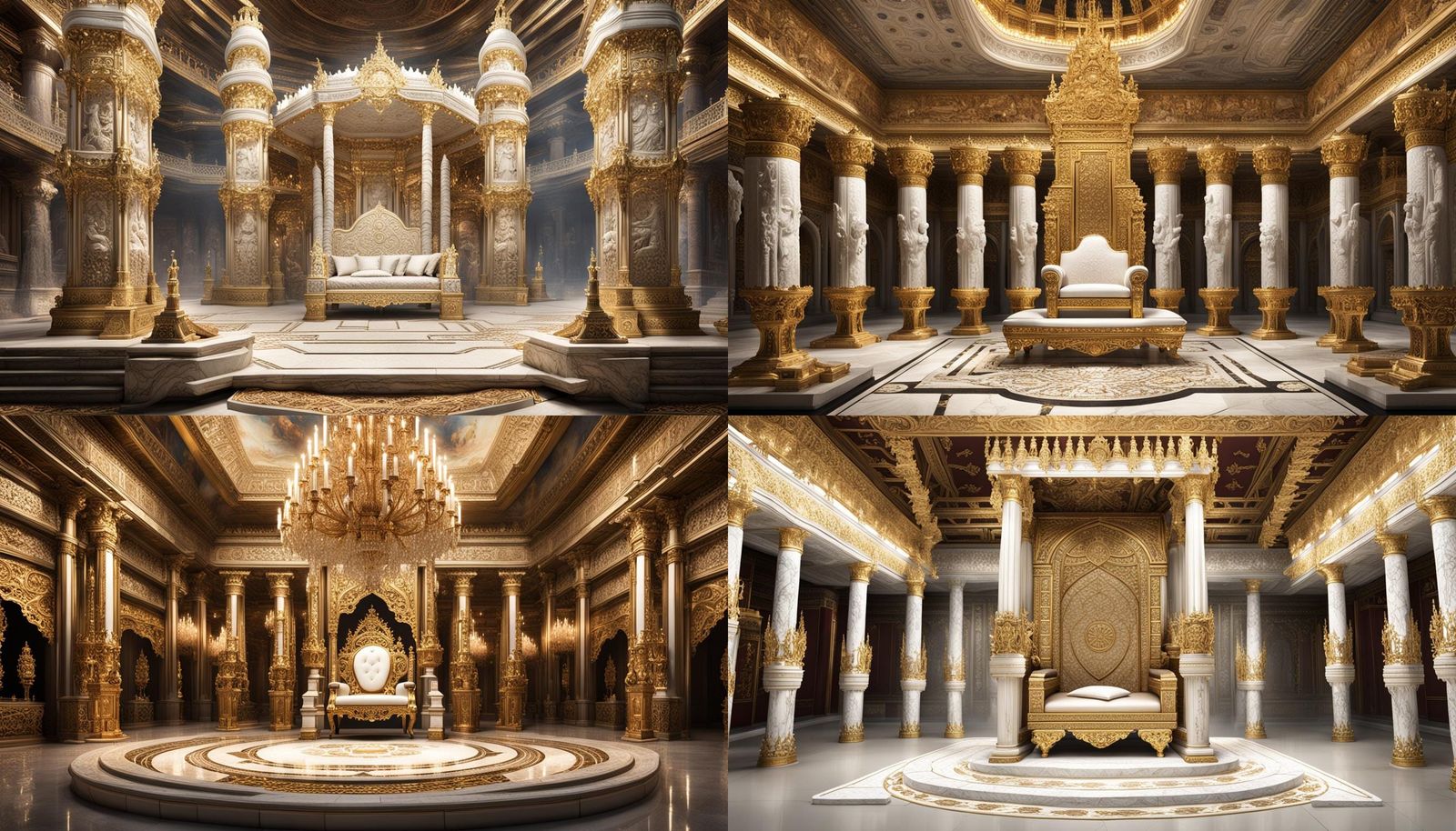 Majestic King on Throne Guarded by Knights