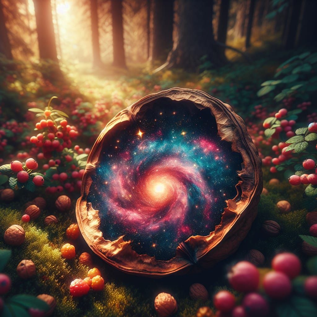 Nebula Hidden Inside Walnut in Forest