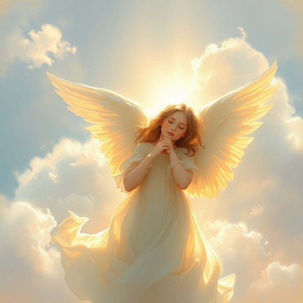 Impressionist Angel Basking in Heavenly Sunshine