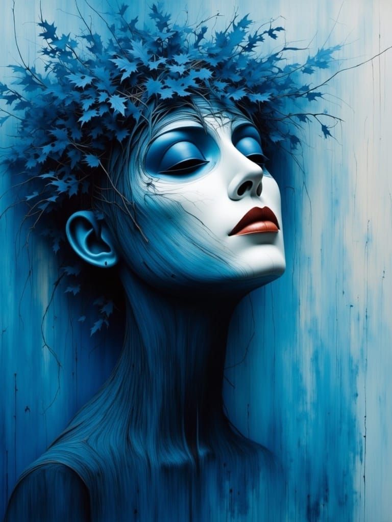 Surrealist Woman Lost in Melancholic Contemplation