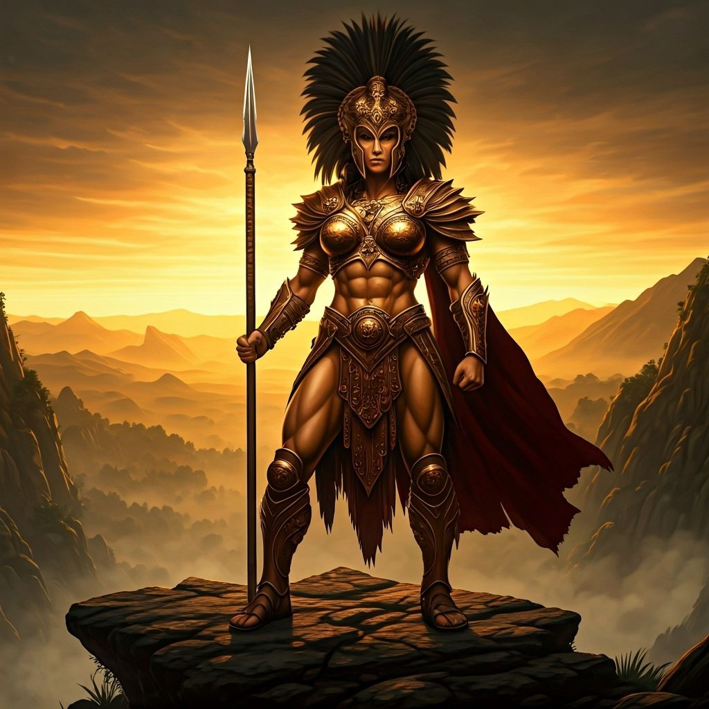 Heroic Amazon Warrior in Epic Jungle Landscape