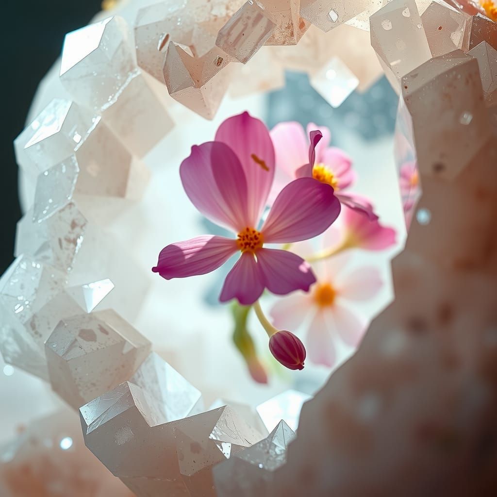 Flowers Preserved Inside Crystalline Structures
