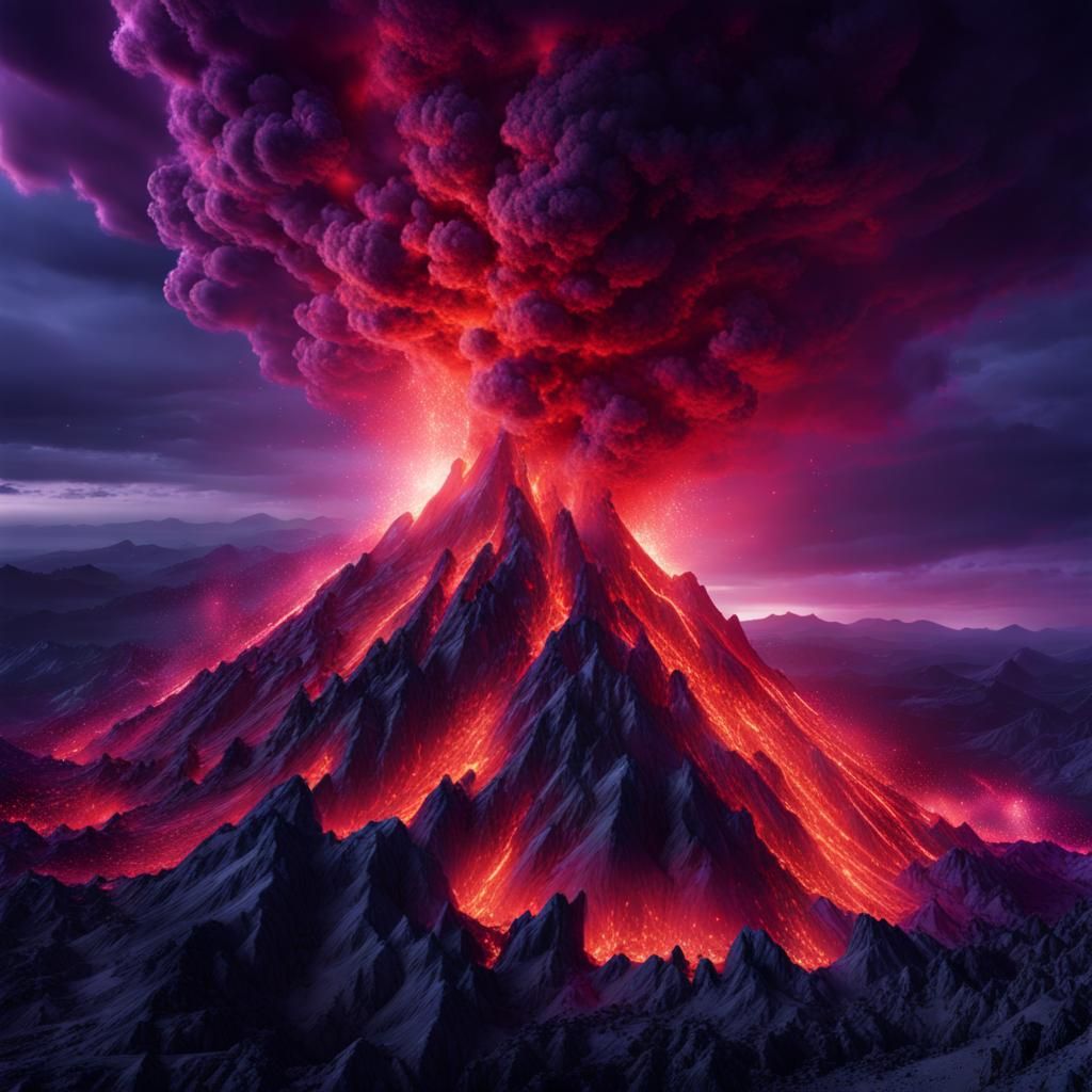 Translucent Volcano Eruption with Crystal Bolts