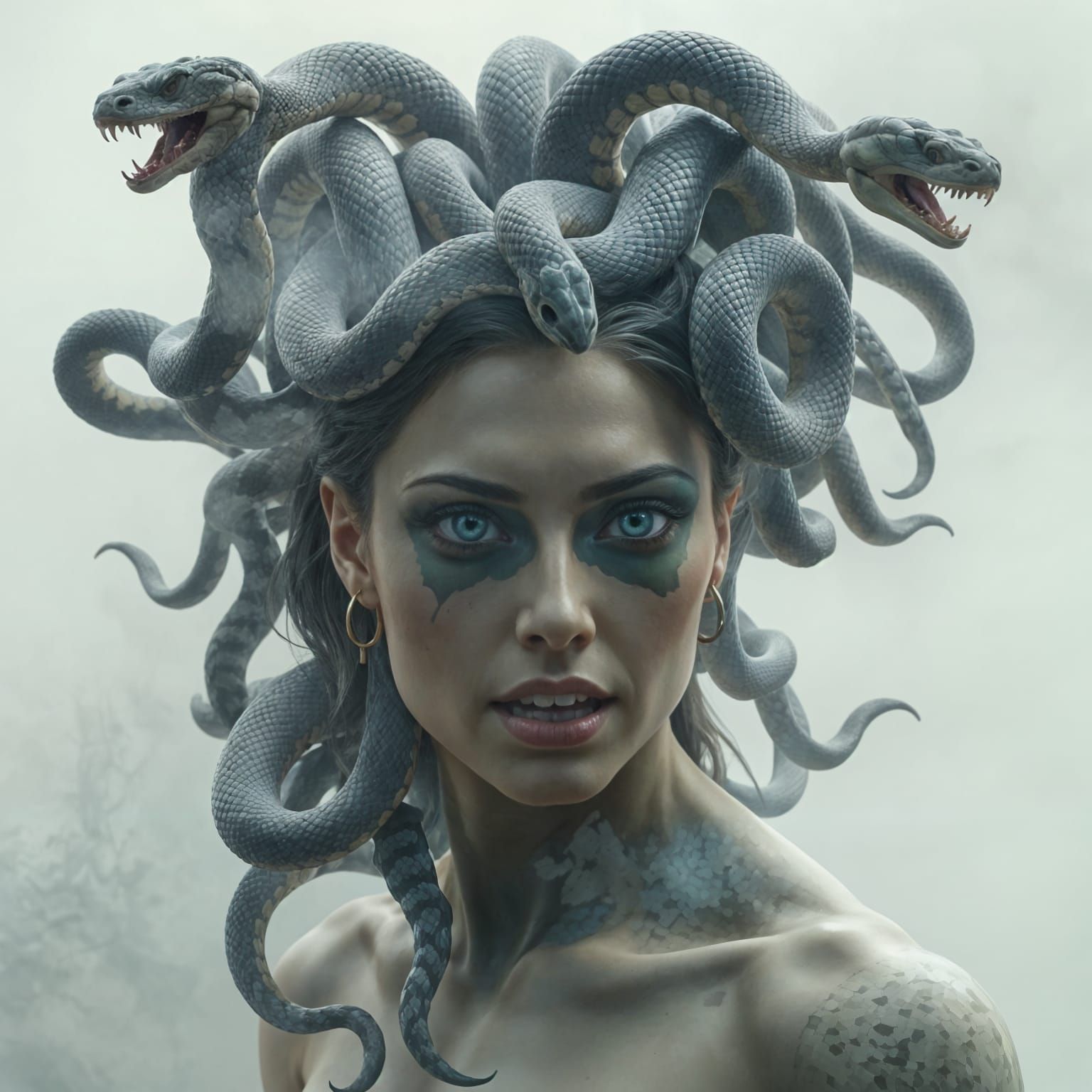 Serpentine Goddess Captured in Cinematic Film Still