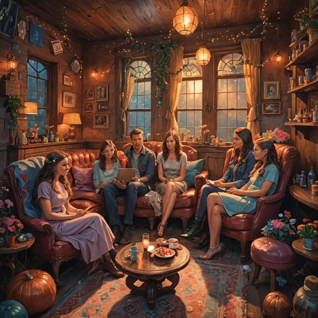 Family Portrait with Parents and Four Daughters