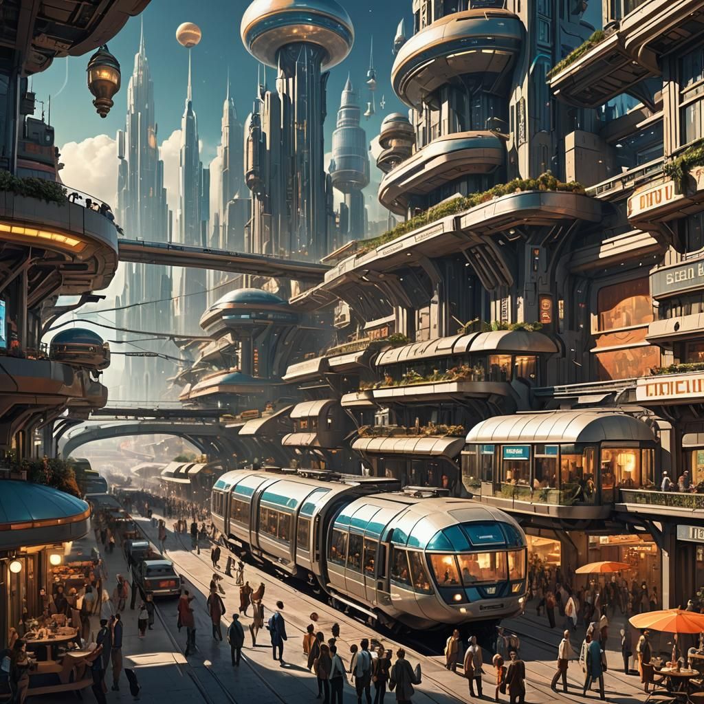 Futuristic City on Alien Planet in Lunarpunk Style