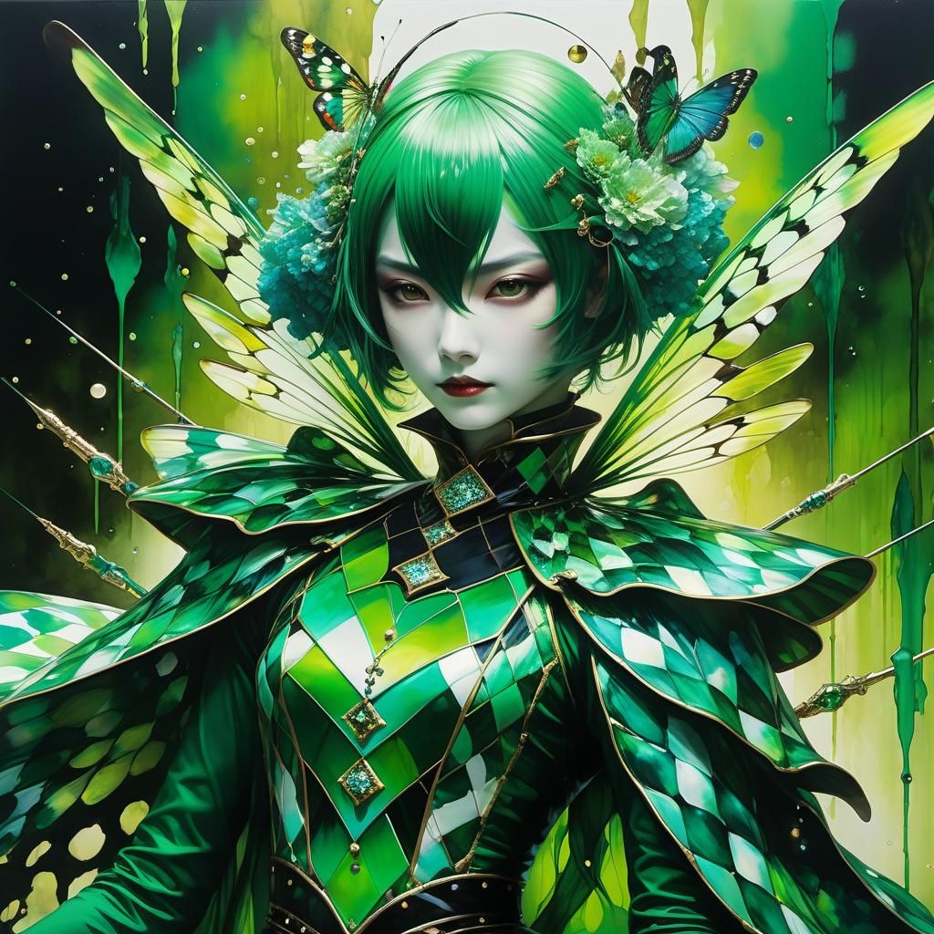 Green butterfly girl 2
