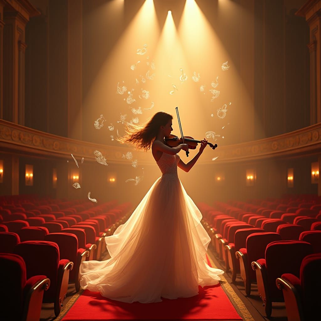 Violinist on Stage: A Fantastical Matte Painting