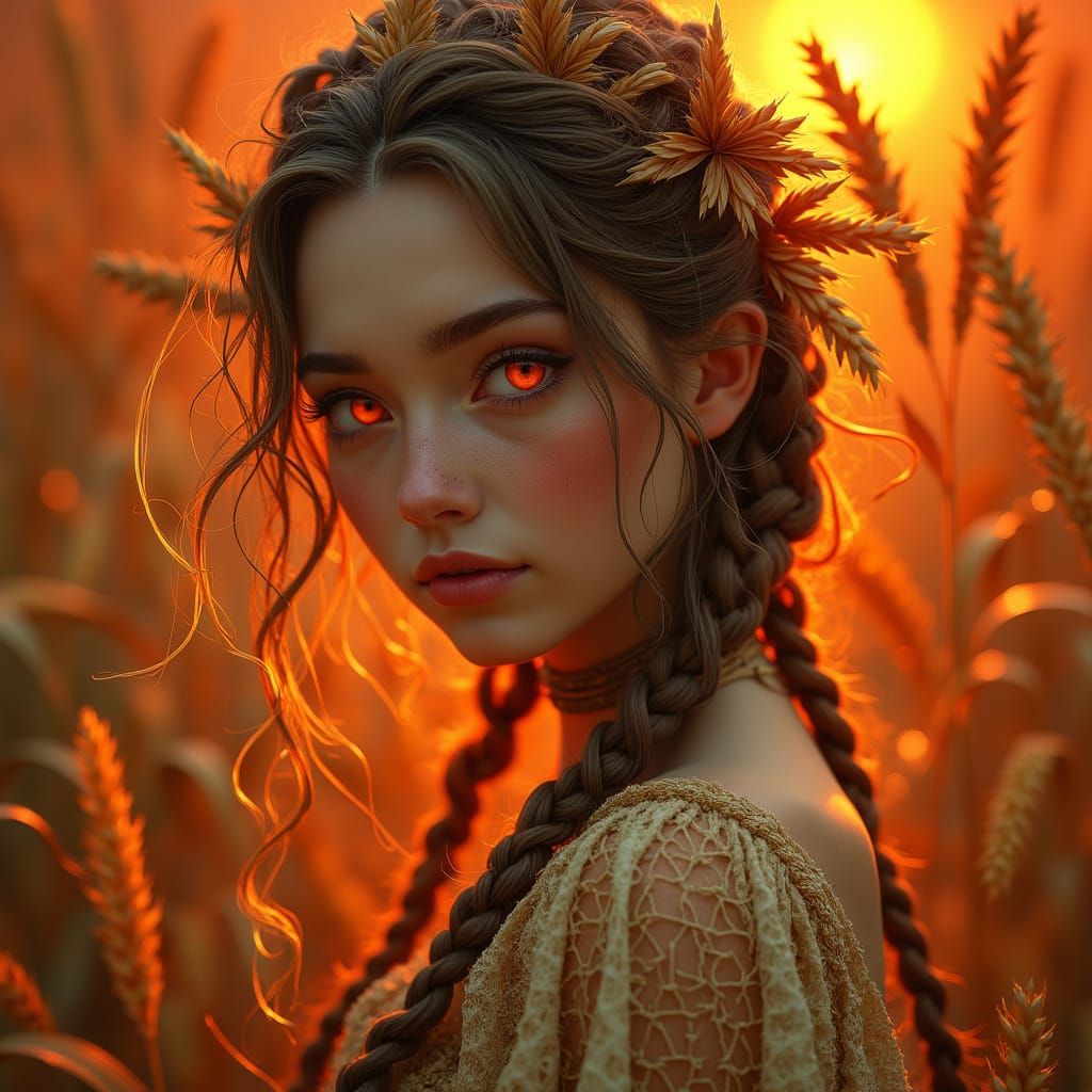 Enchanted Scarecrow Girl in Vibrant Autumn Colors
