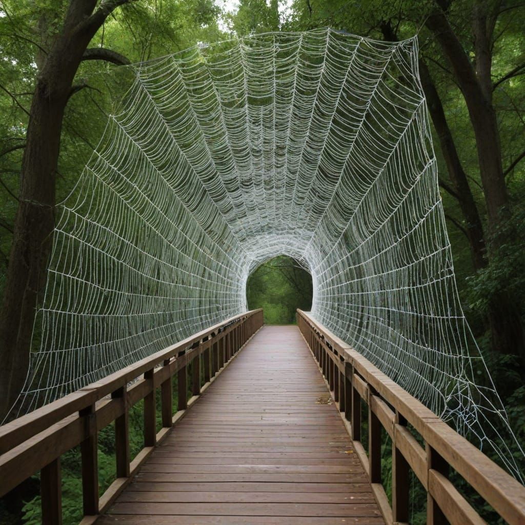 Intricate Spider Web Bridge in Ethereal Light