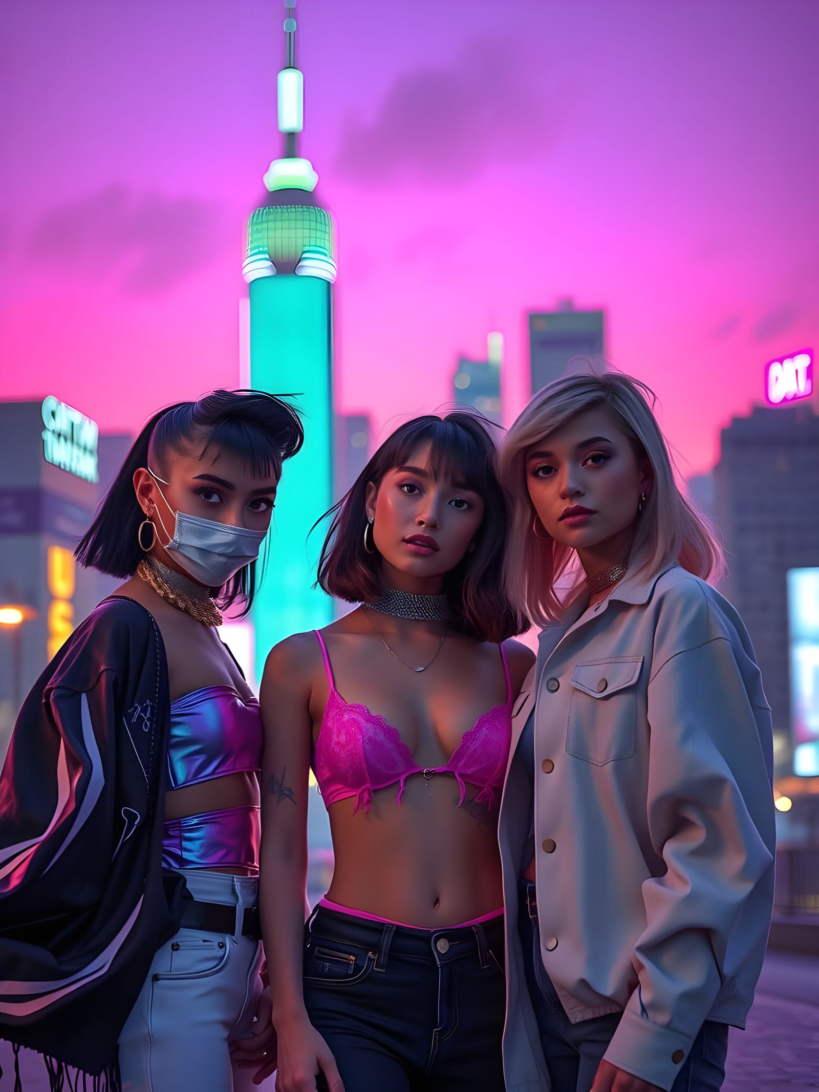 Ethereal Neon Goddesses Glow in Neonlight