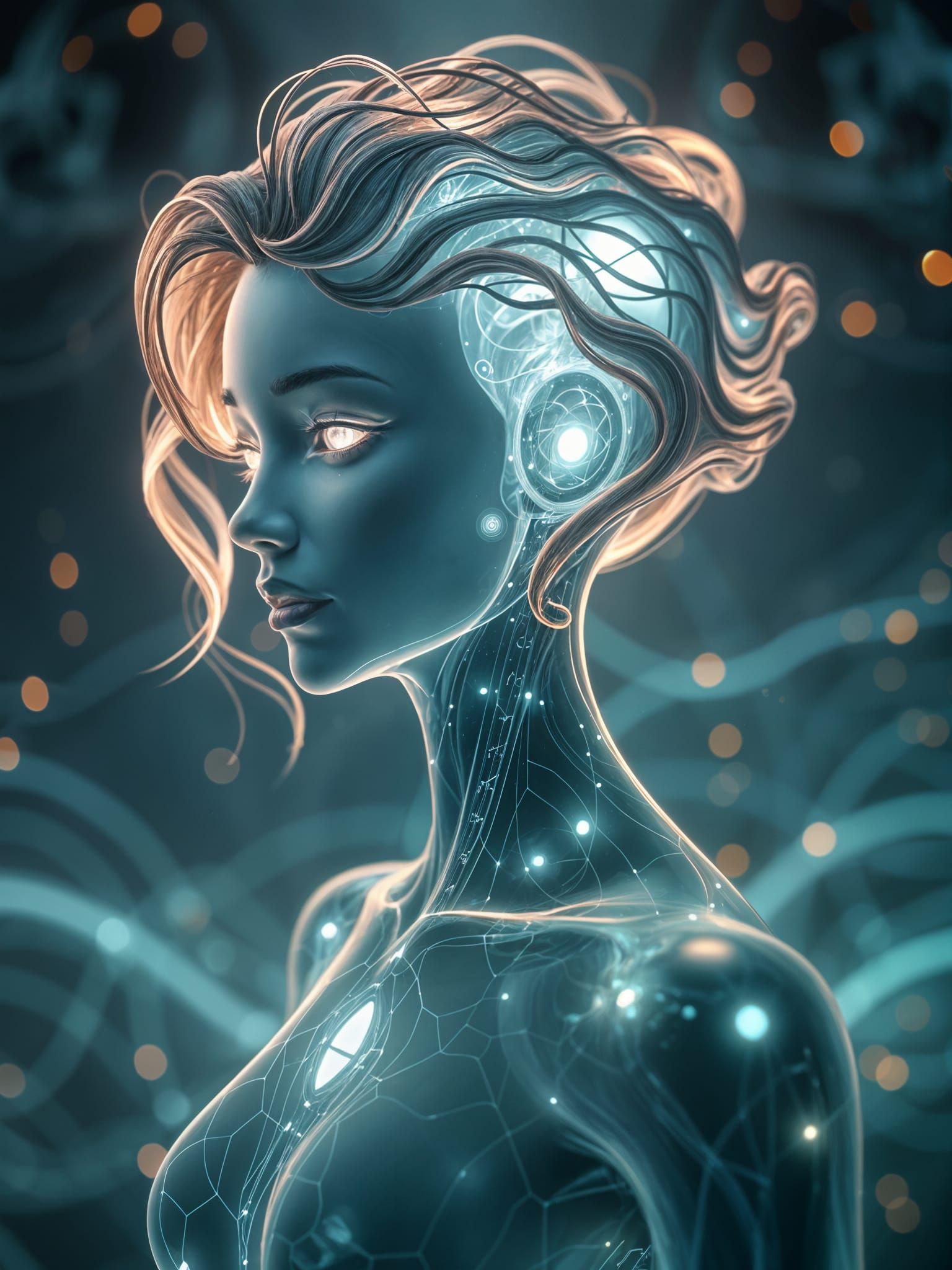 Radiant Humanoid in Futuristic Digital Art