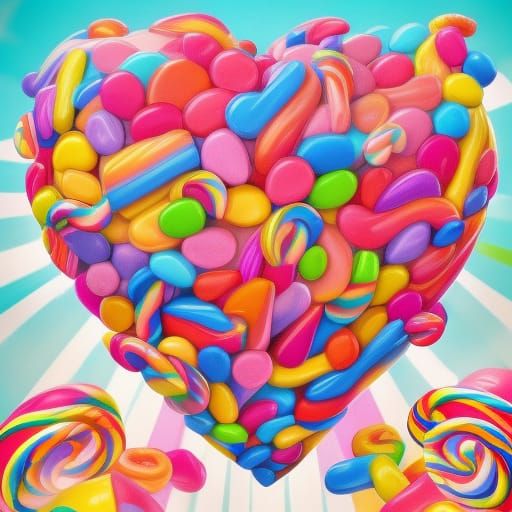 Hyperrealistic Candy Heart in Candyland Art Style