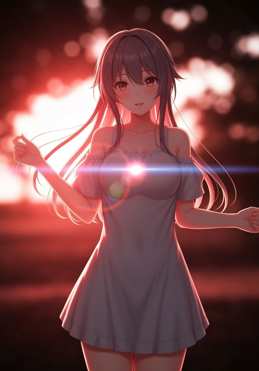 Beautiful Young Woman in Summer Sunshine Rays