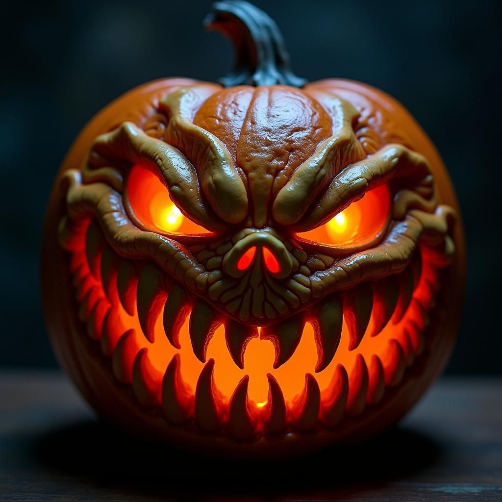 Sinister Halloween Pumpkin with Glowing Eyes