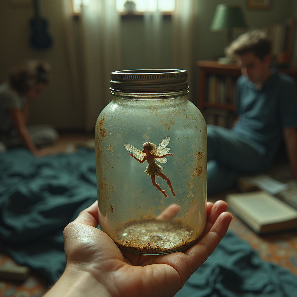 Delicate Fairy Trapped in a Jar