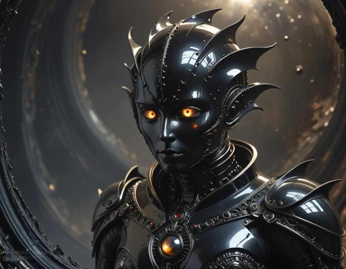 Creepy Reptile Human Hybrid in Spaceship Interior