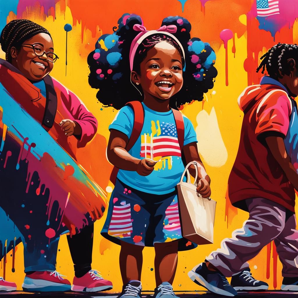 Happy Family Votes: Vibrant Street Art Illustration