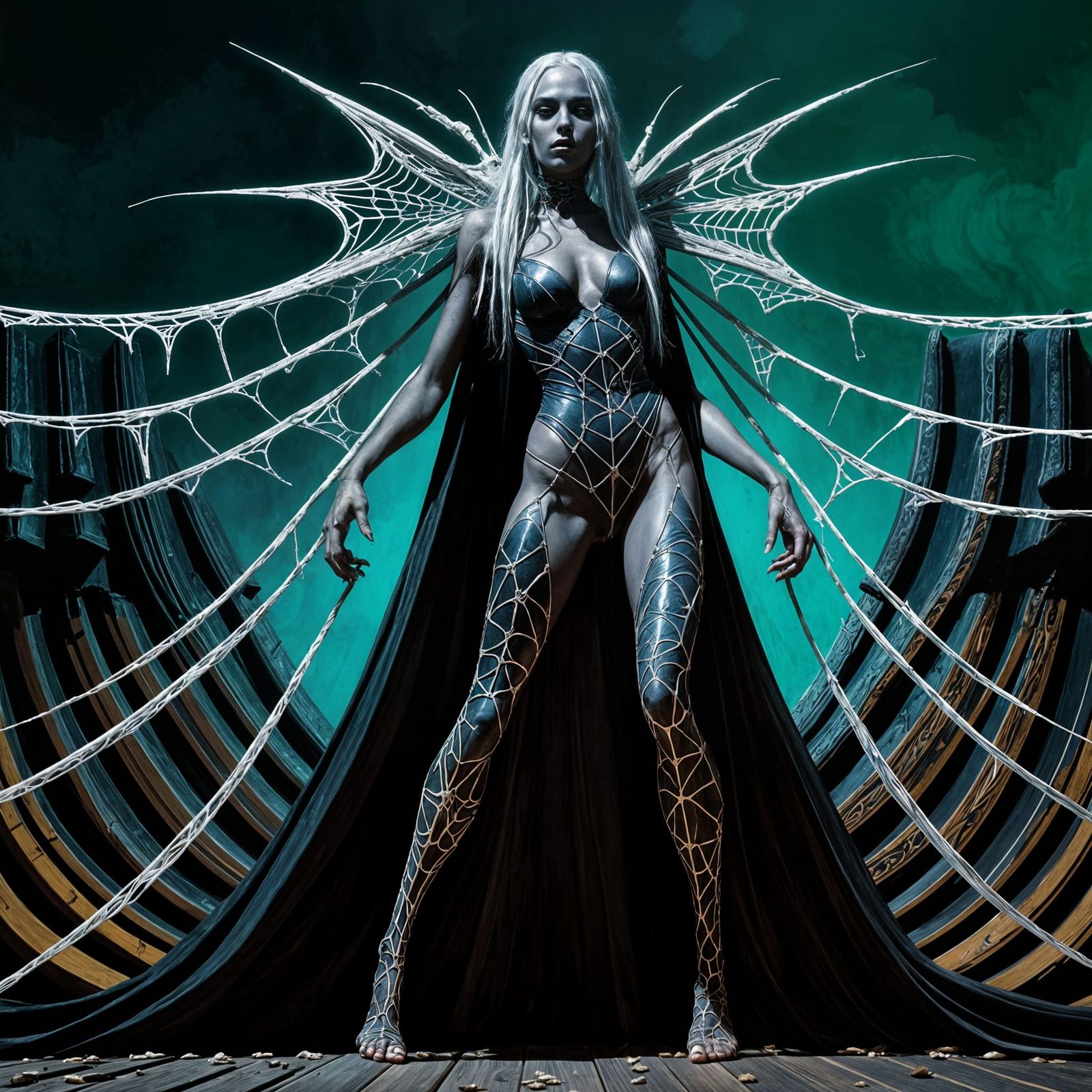 Gothic Dark Elf Goddess in Regal Gossomer Armor