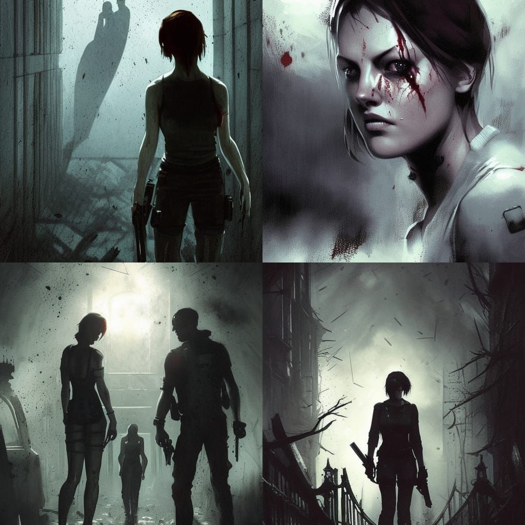 Sinister Resident Evil Scene in Dark Fantasy Style