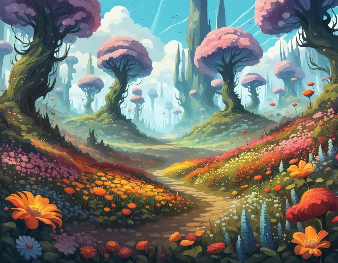 Giant Flower Forest: A Fantastical Landscape