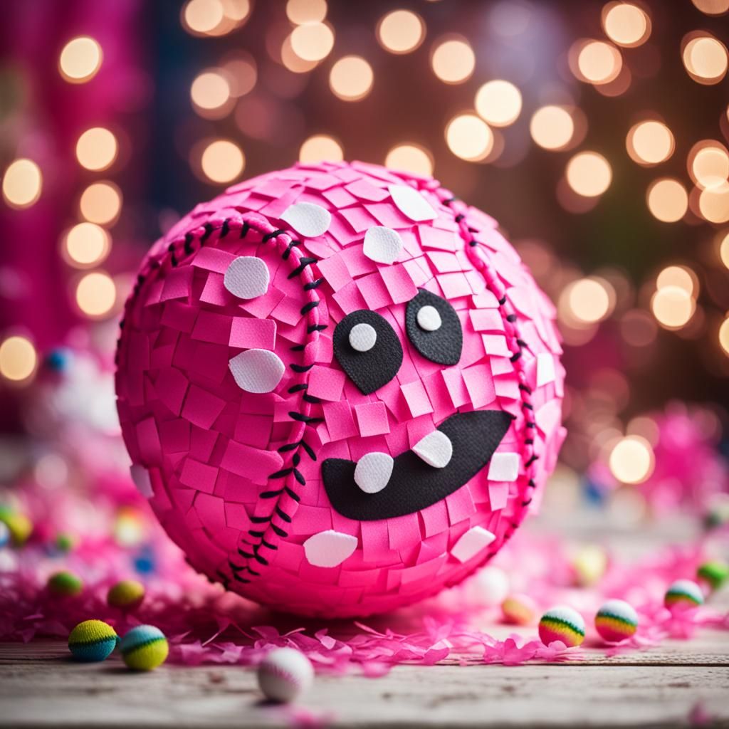 Pink Baseball Piñata in Professional Photography Style