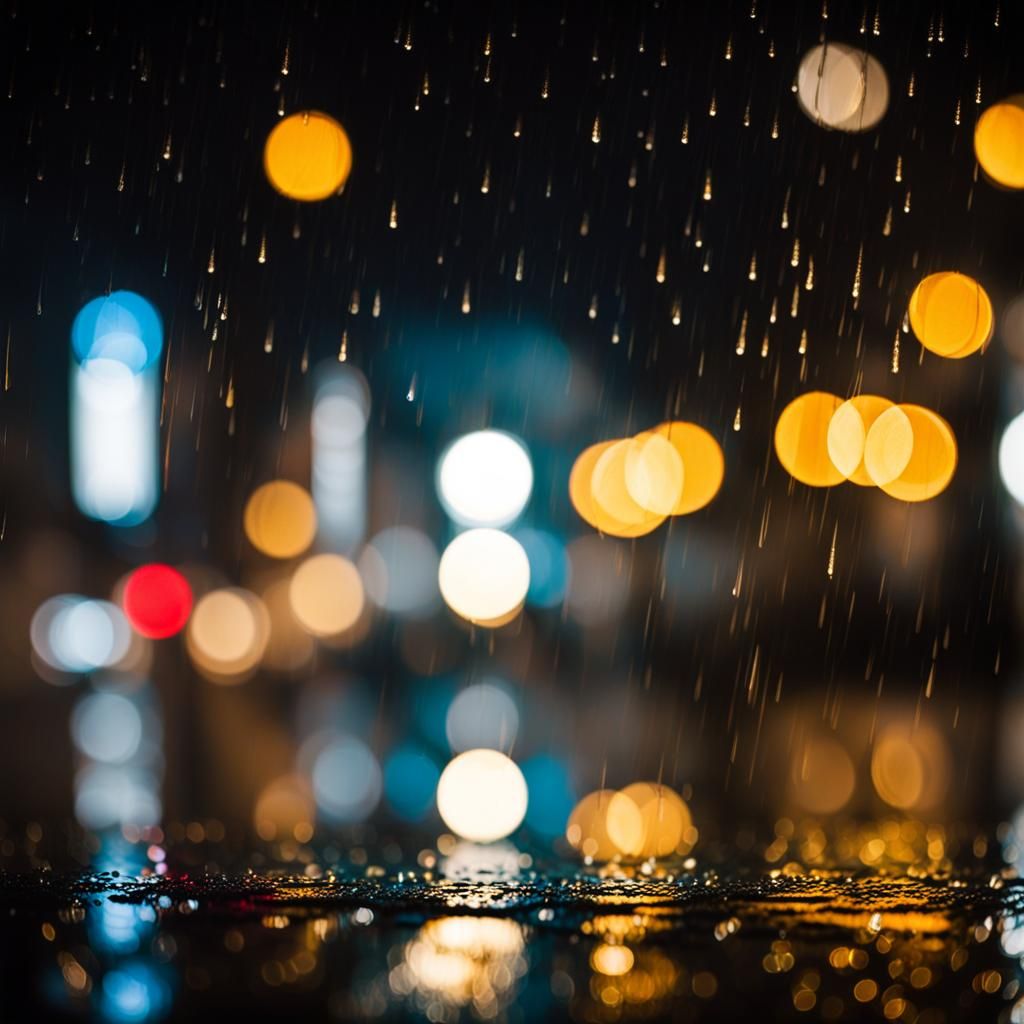 Rainy City Street Lights: Bokeh, Natural Light