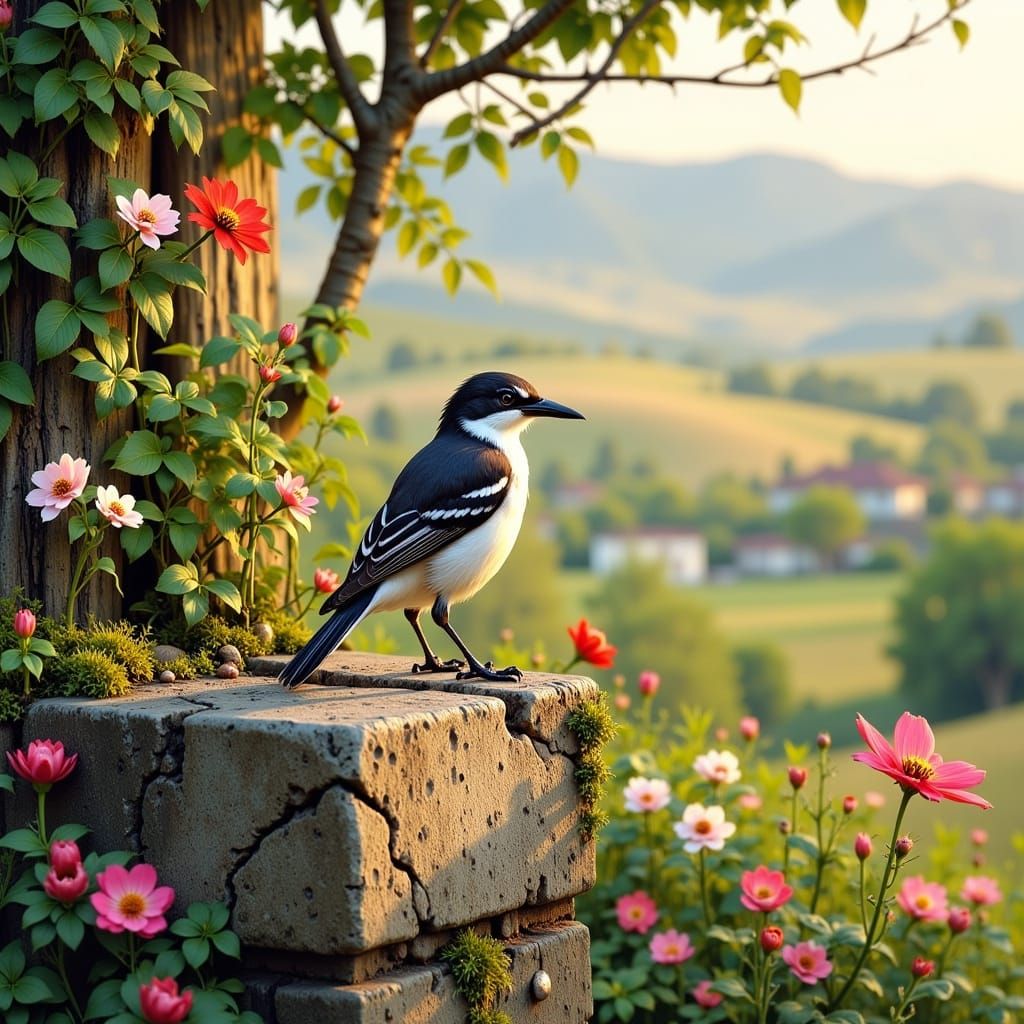 Chilean Mockingbird in Naturalist Style