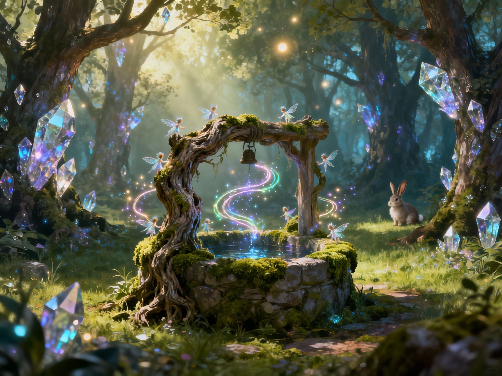 Magical Forest Clearing with Sprites Dancing