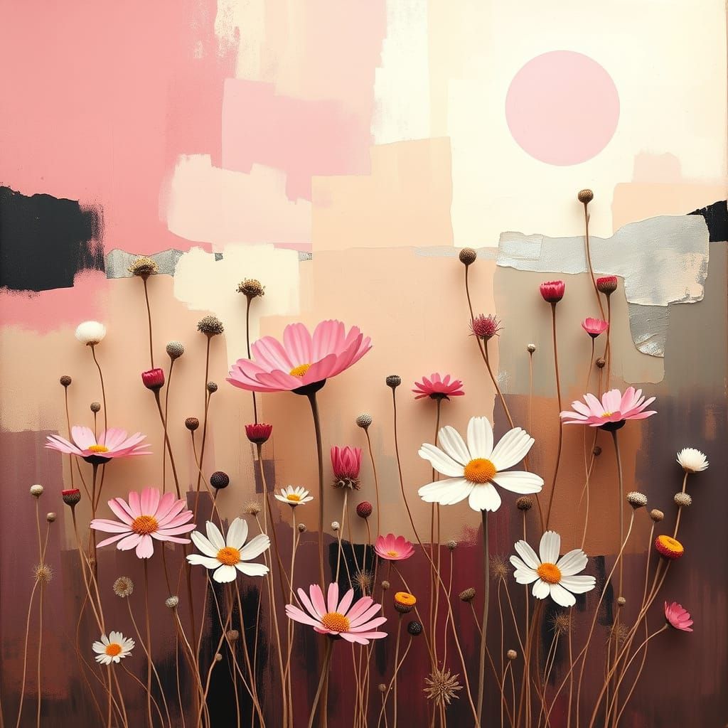 Wildflowers in Mondrianesque Abstraction with Fusion Colors