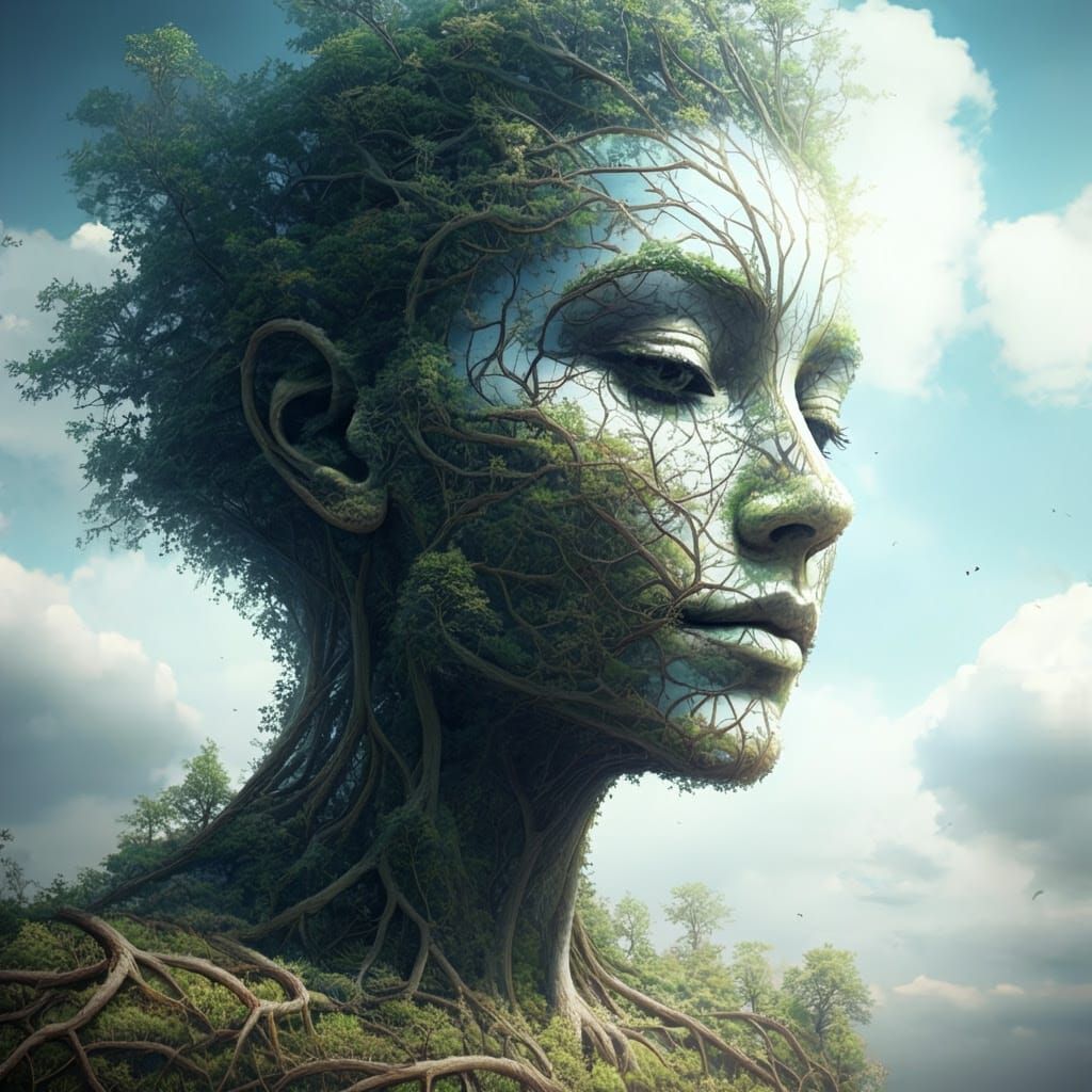 Ethereal Tree Goddess Ascends to Radiant Skies