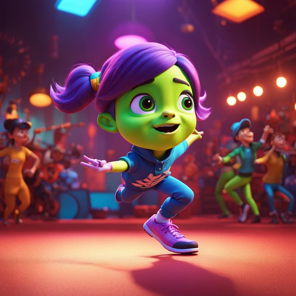 Twerking Figure in Pixar-Style 3D Digital Art