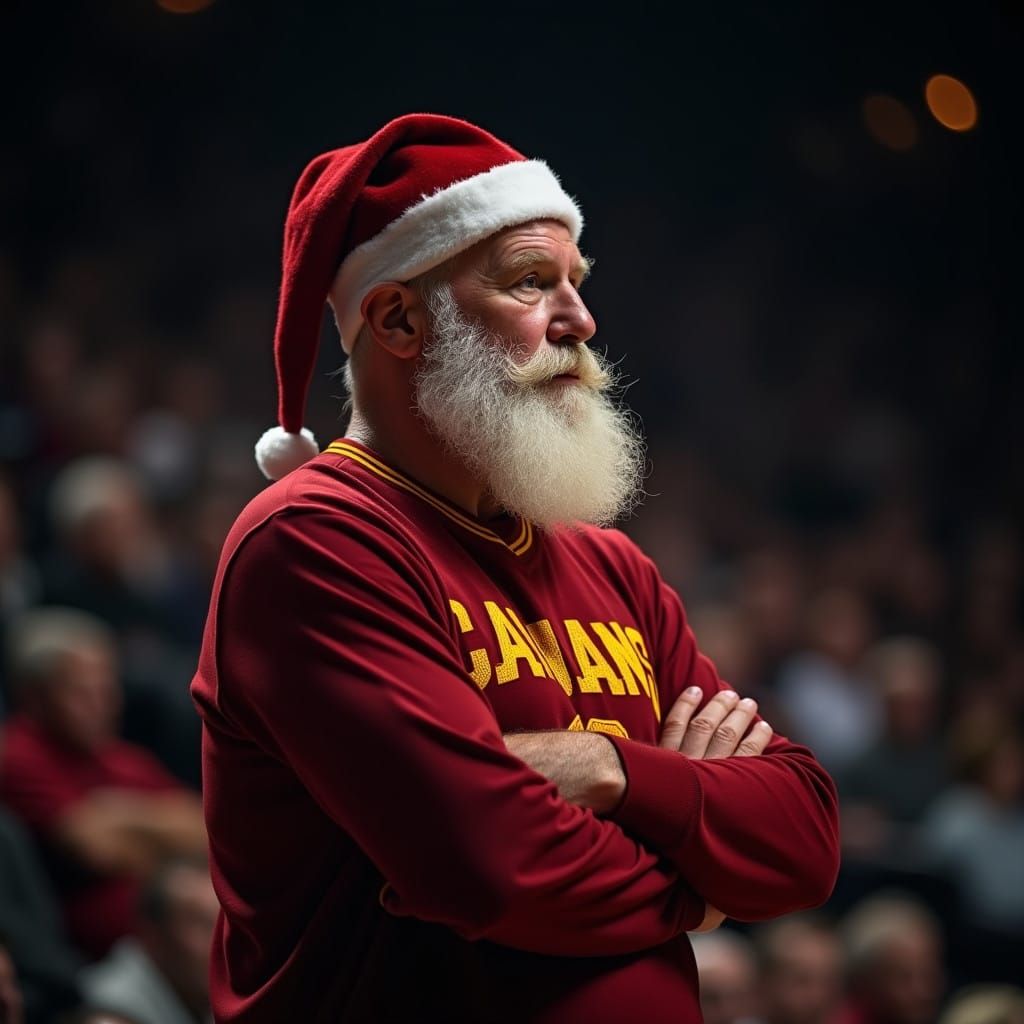 A Jolly Coach Santa Watches Over Ohio's Basketball Courts