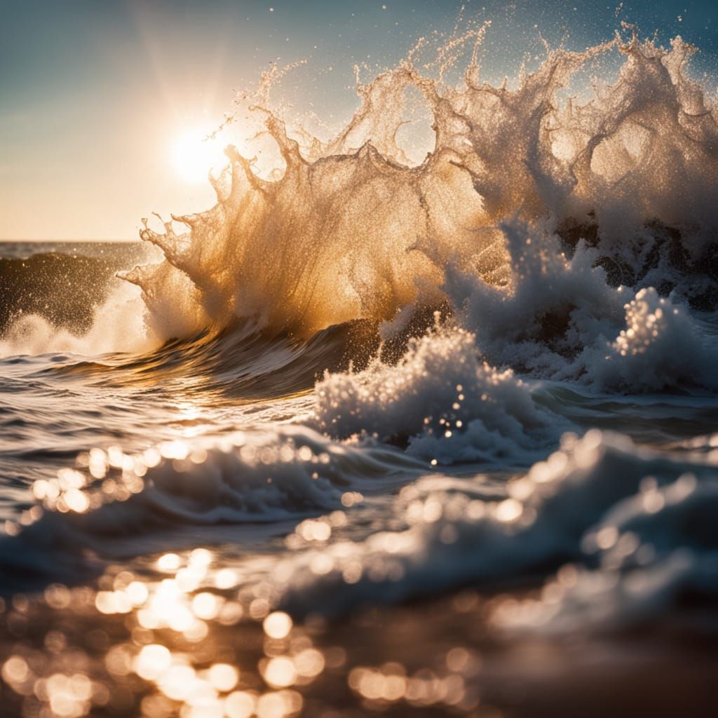 Crashing Wave Seascape Photography in Golden Light
