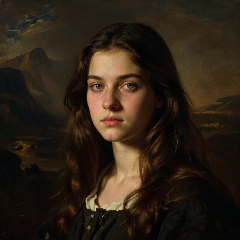 Young Woman Portrait in Dramatic Chiaroscuro Lighting