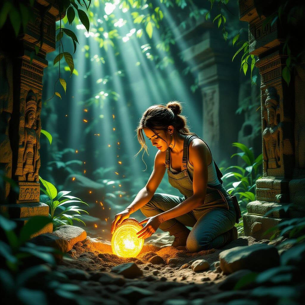 Female Archaeologist Discovers Glowing Artifact in Jungle Te...