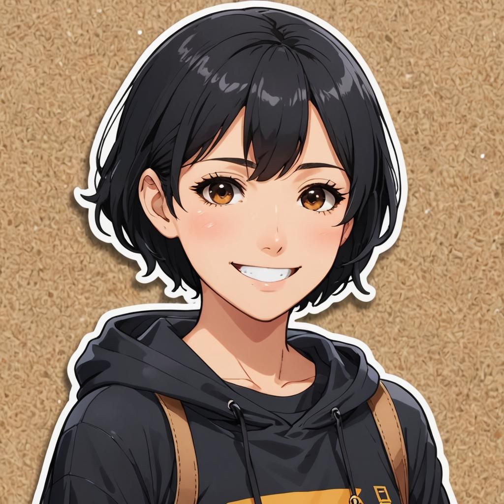 Anime Girl Sticker in Manga Style