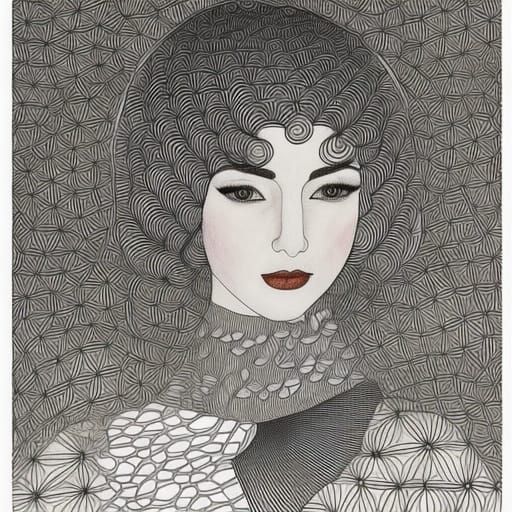 Girl Playing Bass Guitar Line Drawing