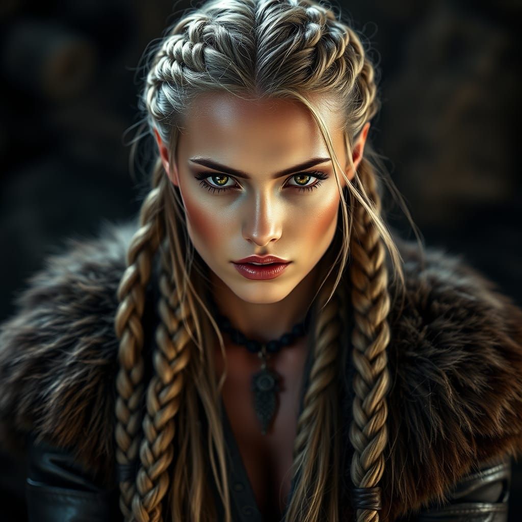 Beautiful Viking Woman with Braided Hair in HD
