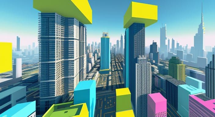VR Cityscape in Colorfield Abstract Expressionism