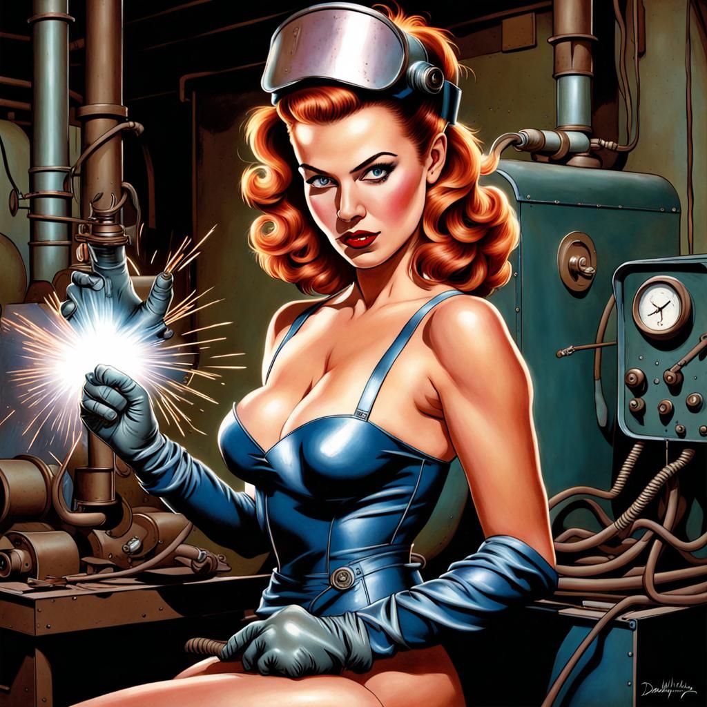 Pinup "Daphne Seducer as a Welder" by David B. Mattingly